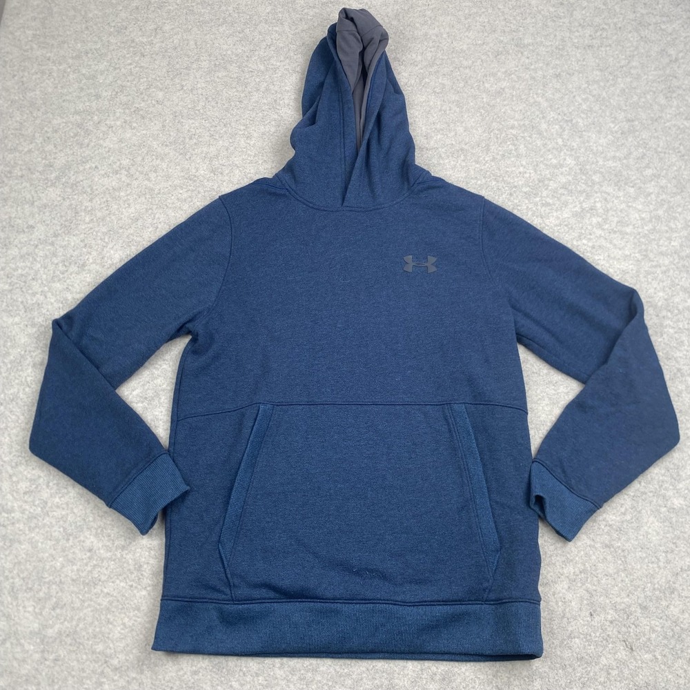 Under Armour Hoodie Mens Small Blue ColdGear Fitted Fleece Pullover Logo